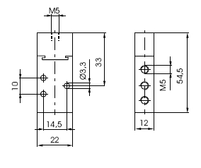 M5 5/2 Pilot Spring Valve Dimensions